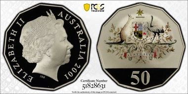 2001 50C Centenary of Federation Colorized PR70DCAM