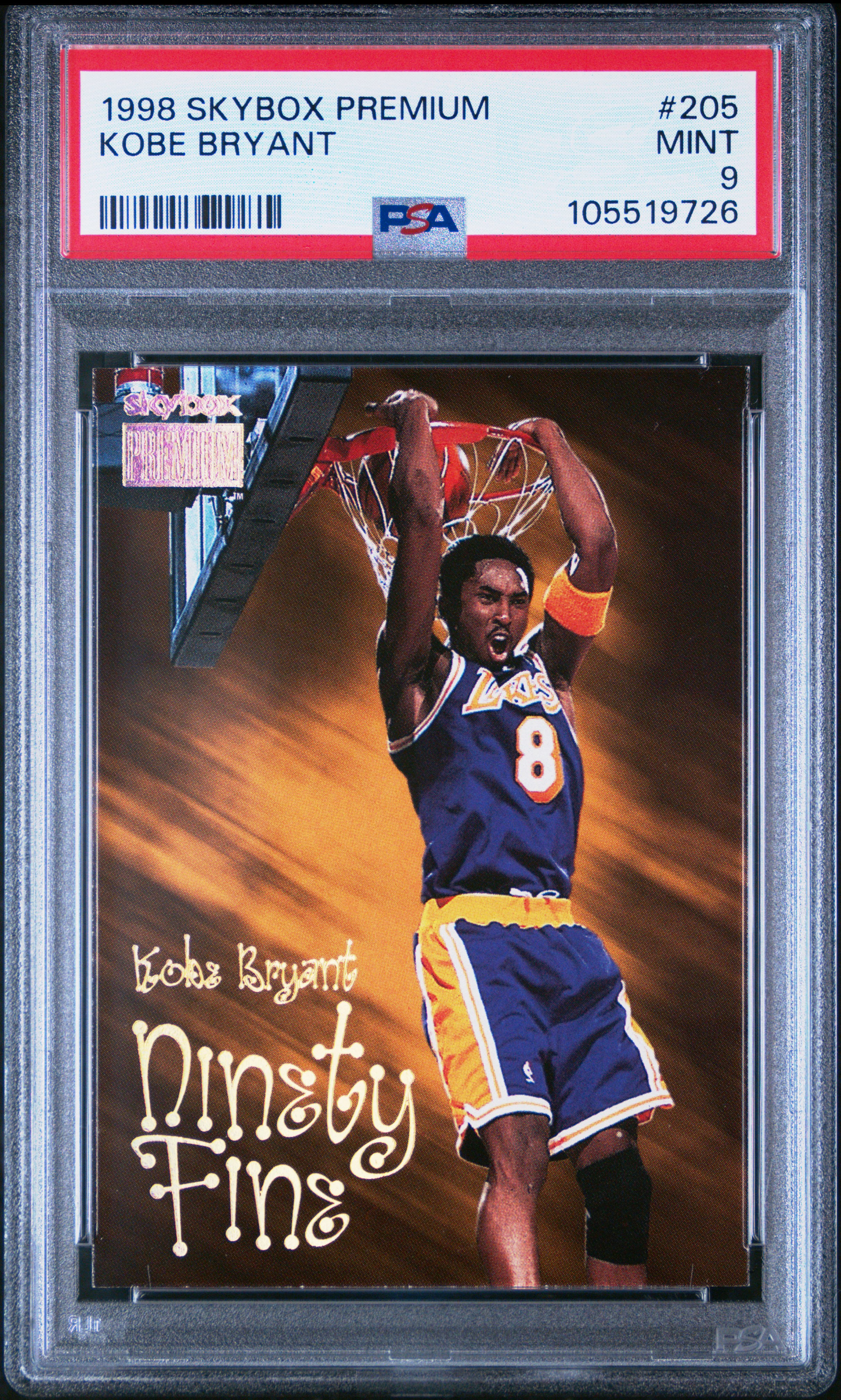 1998 Skybox Premium Kobe Bryant #205 Mint 9 front