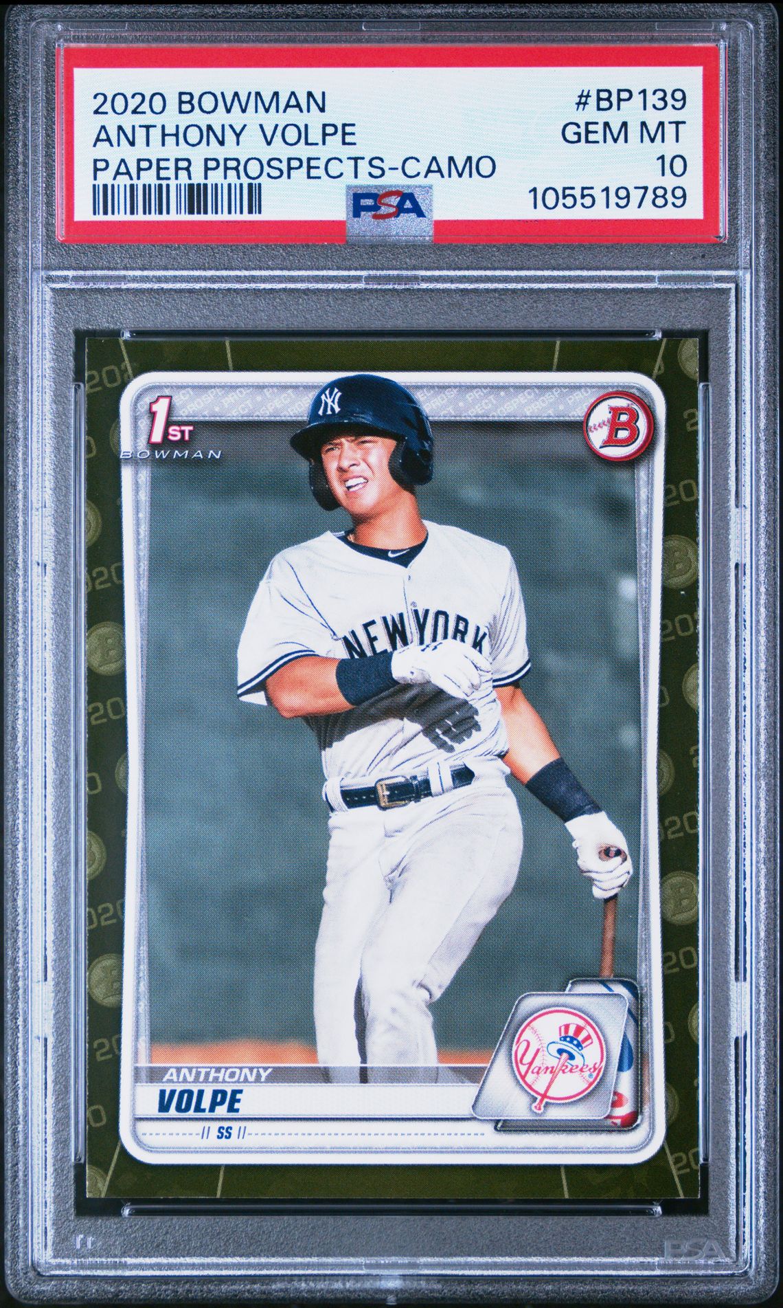 2020 Bowman Paper Prospects Anthony Volpe #Bp139 (Paper Prospects-Camo) Gem Mt 10 front