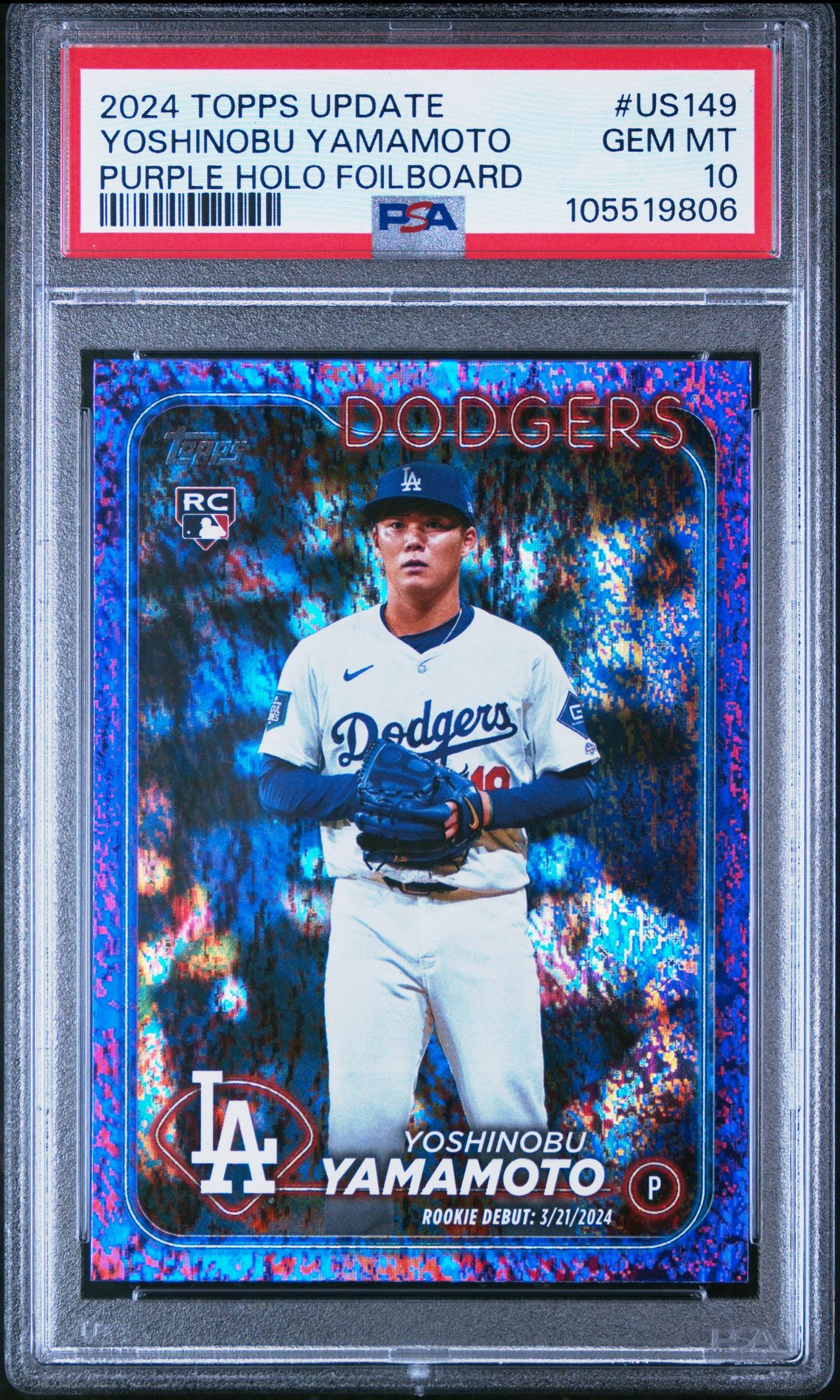 2024 Topps Update Yoshinobu Yamamoto #Us149 (Purple Holo Foilboard) Gem Mt 10 front