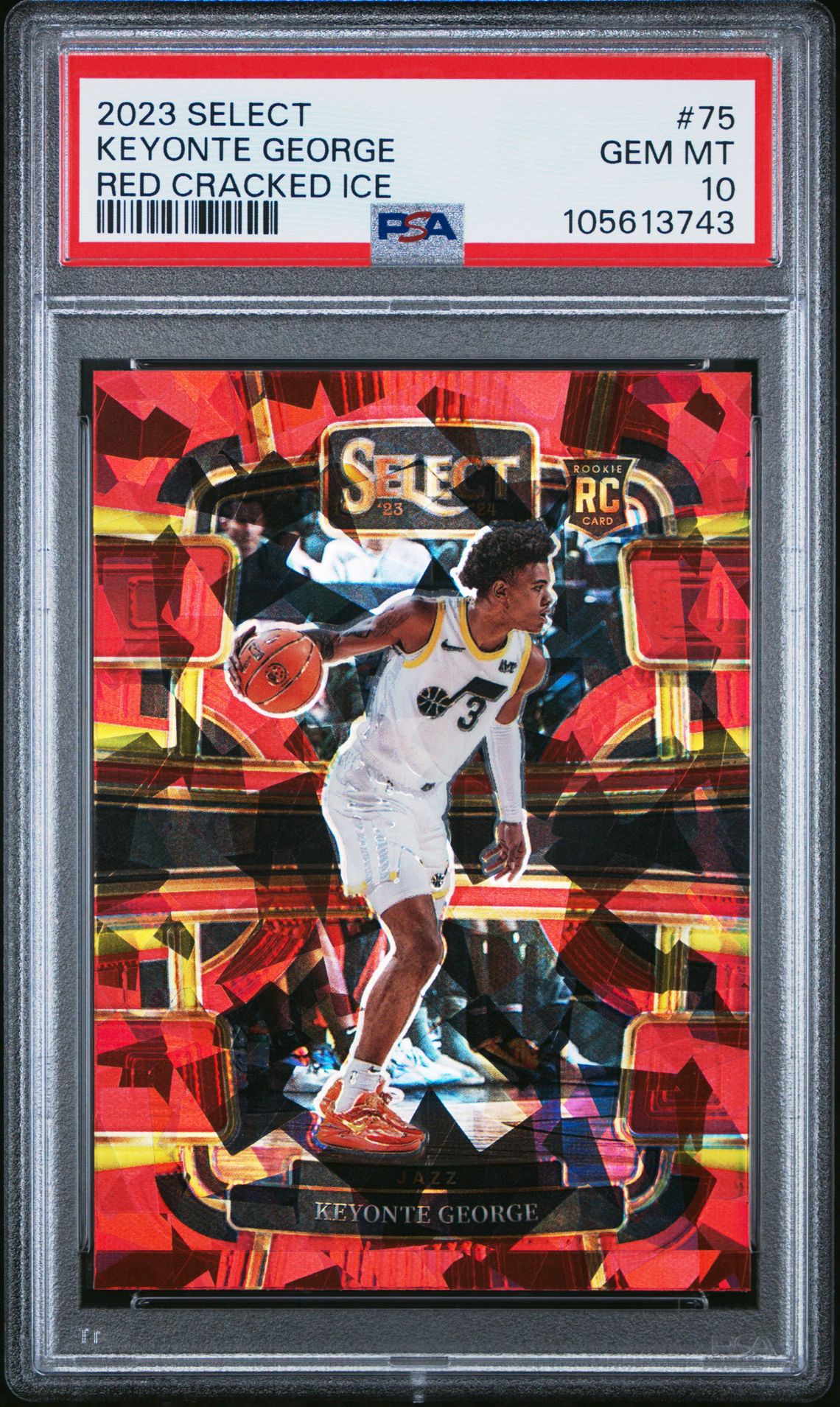 2023 Panini Select Keyonte George #75 (Red Cracked Ice) Gem Mt 10 front view - PSA graded GEM MT 10