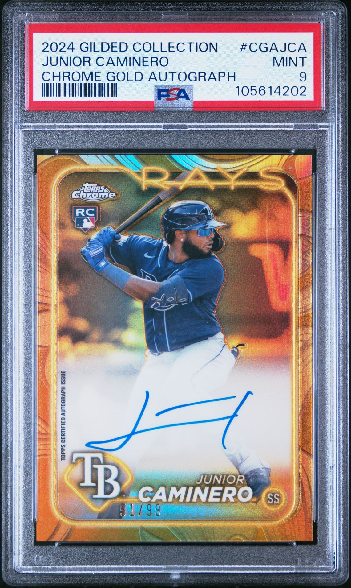 2024 Topps TOPPS GILDED COLLECTION TOPPS CHROME GOLD AUTOGRAPHS #CGAJCA Junior Caminero front