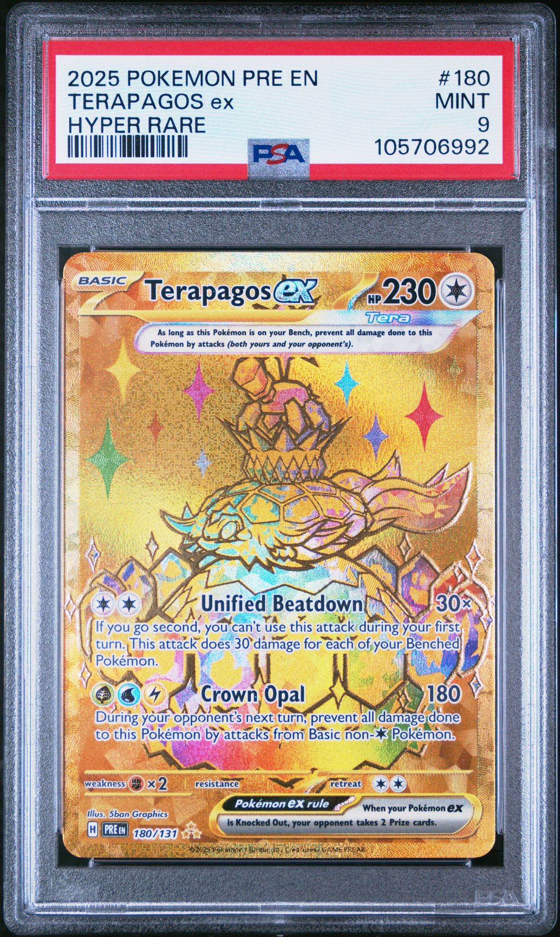 2025 Pokemon POKEMON PRE EN-PRISMATIC EVOLUTIONS HYPER RARE #180 Terapagos Ex front