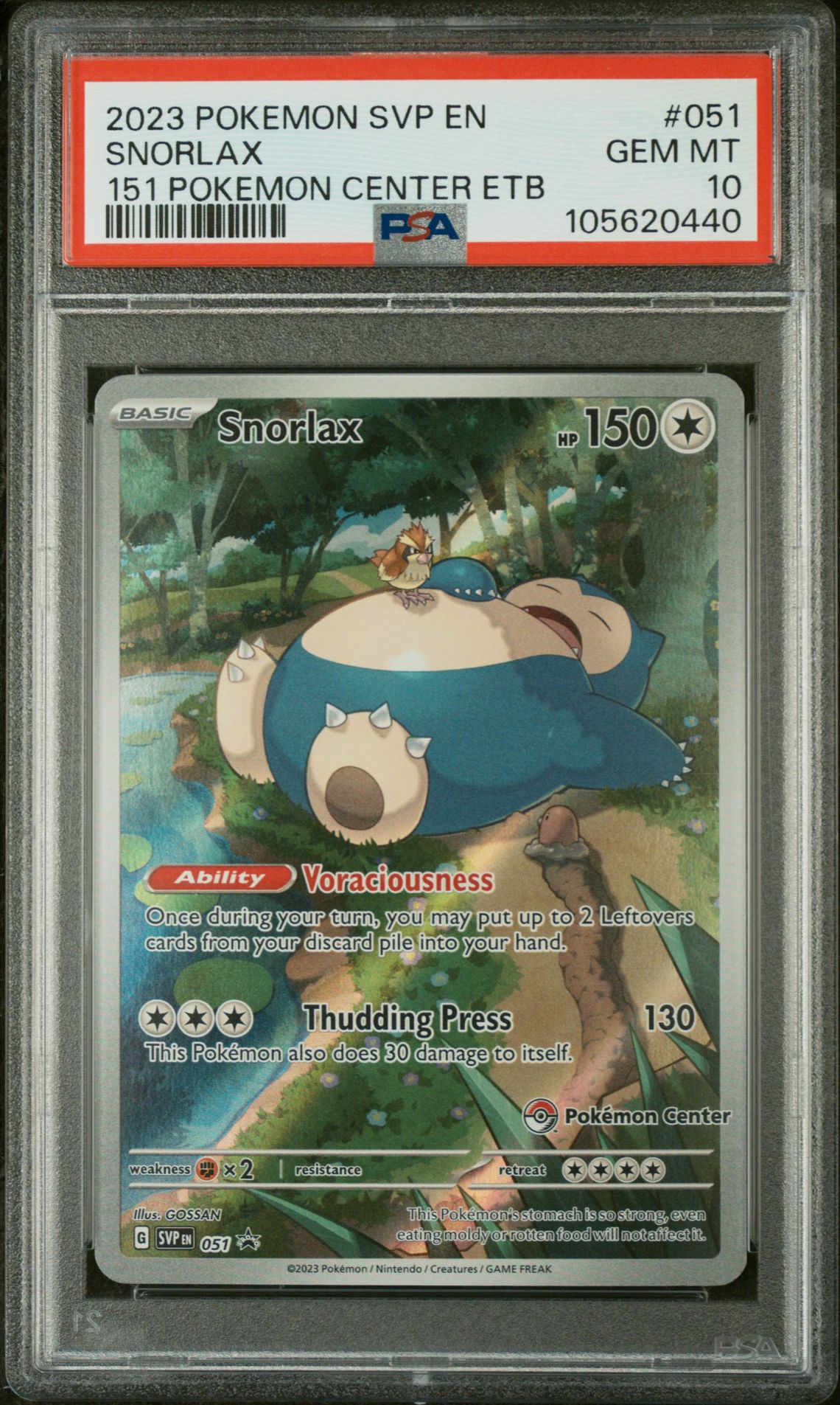 2023 Pokemon POKEMON SVP EN-SV BLACK STAR PROMO 151 POKEMON CENTER ETB #051 Snorlax front
