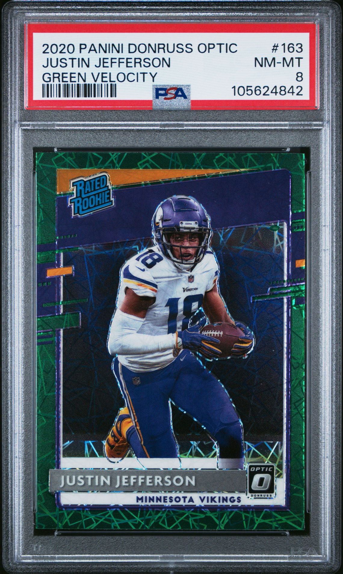 2020 Panini Donruss Optic Justin Jefferson #163 (Green Velocity) Nm-Mt 8 front
