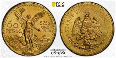 1930 50 Peso KM-481  Au MS64