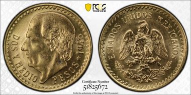 1945 2 1/2 P KM-463  Au MS65