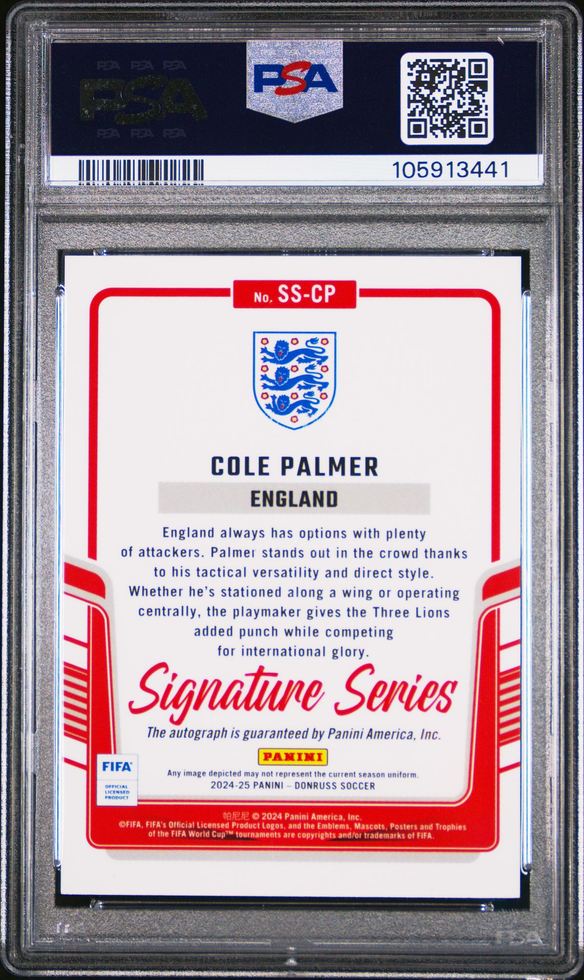 2024-25 Panini Donruss Fifa Signature Series Autographs Cole Palmer #Sscp Mint 9 back