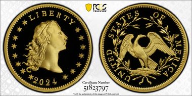 2024 $1 Flowing Hair High Relief Au 230th Anniversary First Strike PR70DCAM