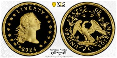 2024 $1 Flowing Hair High Relief Au 230th Anniversary First Strike PR70DCAM