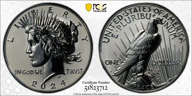 2024-S $1 Peace Dollar Rev PR Two-Coin Reverse Proof Set PR69