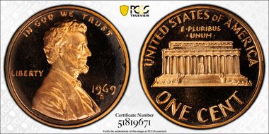 1969-S 1C PR68DCAM