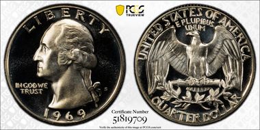 1969-S 25C PR69CAM