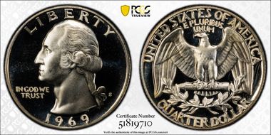 1969-S 25C PR69CAM