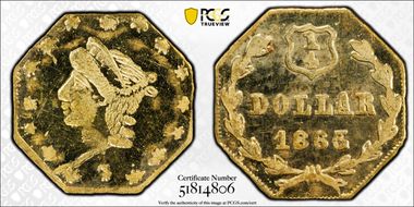 1865/4 25C BG-736 MS64PL