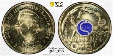 2025 $2 Men’s Australian Open Blue Colorized MS65