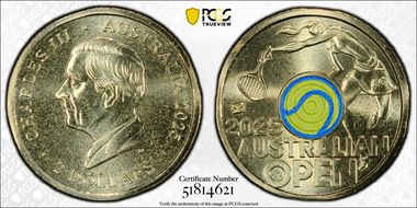 2025 $2 Women’s Australian Open Yellow Envelope Privy Colorized MS68