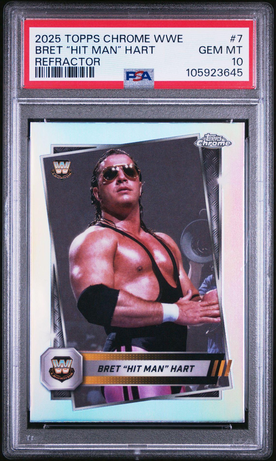 2025 Topps Chrome TOPPS CHROME WWE REFRACTOR #7 Bret “Hit Man” Hart front