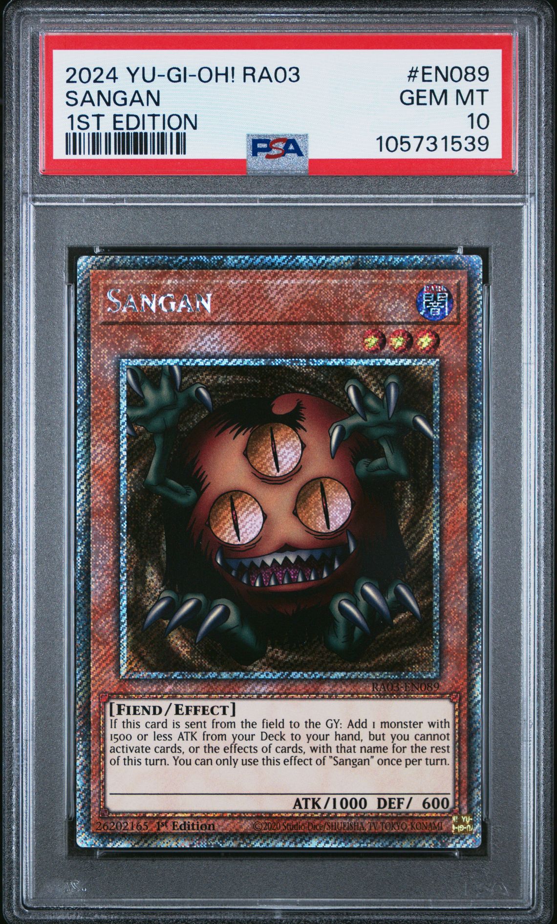 2024 Yu-Gi-Oh! YU-GI-OH! RA03-QUARTER CENTURY BONANZA 1ST EDITION #EN089 Sangan front