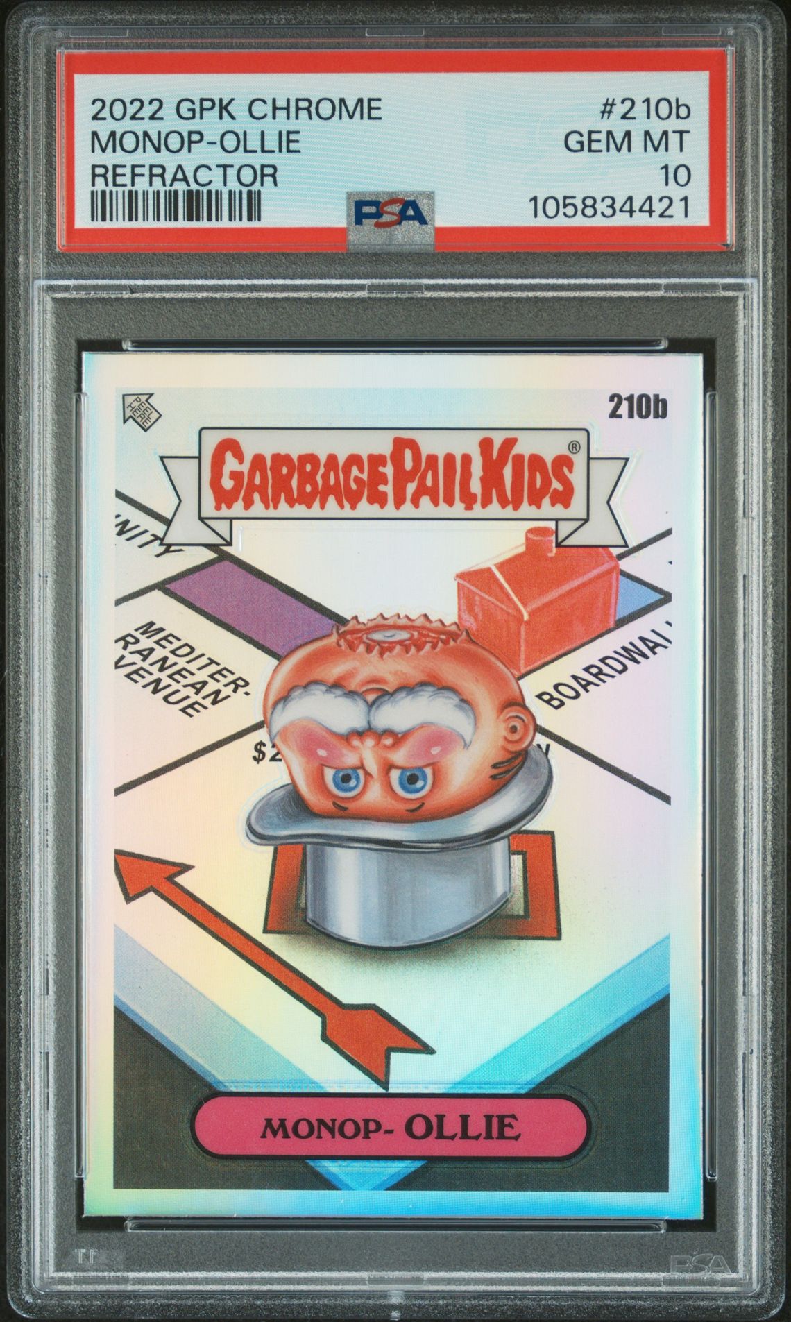 2022 Topps GARBAGE PAIL KIDS CHROME Refractor #210B Monop-Ollie front
