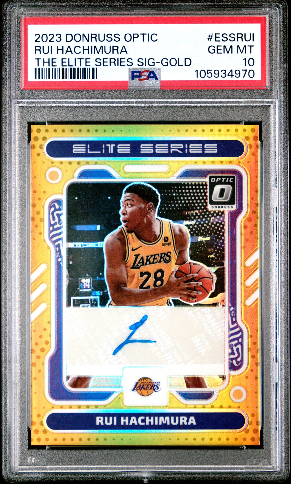2023 Panini PANINI DONRUSS OPTIC THE ELITE SERIES SIGNATURES GOLD #ESSRUI Rui Hachimura front