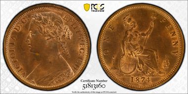 1874-H 1D S-3955 Mature Bust MS64RB