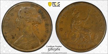 1864 1D S-3954 Plain 4 VF30BN