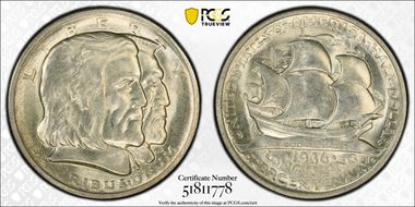 1936 50C Long Island MS64