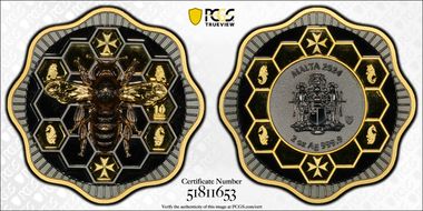 2024 € 10 Maltese Bee Selective Gilt MS70