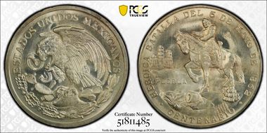 (1962)-Mo Medal Grove-800a Ag Cinco de Mayo MS65