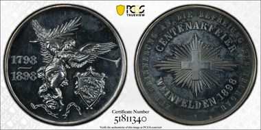 1898 Medal M-110 Ag Thurgau Independence Centennial Fest. SP64