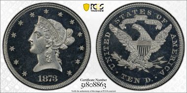 1873 $10 J-1343 PR65+ DCAM