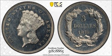 1873 $3 J-1336 PR64+ CAM