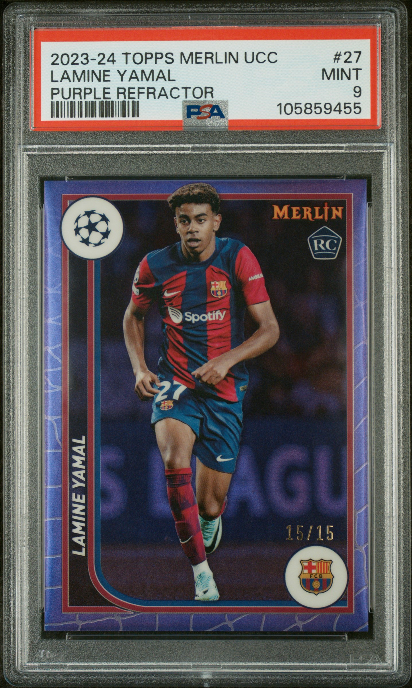 2023 LAMINE YAMAL TOPPS MERLIN UEFA CLUB COMPETITIONS PURPLE