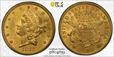 1873-S $20 Open 3 MS60