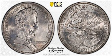 1918 50C Lincoln-Illinois MS62