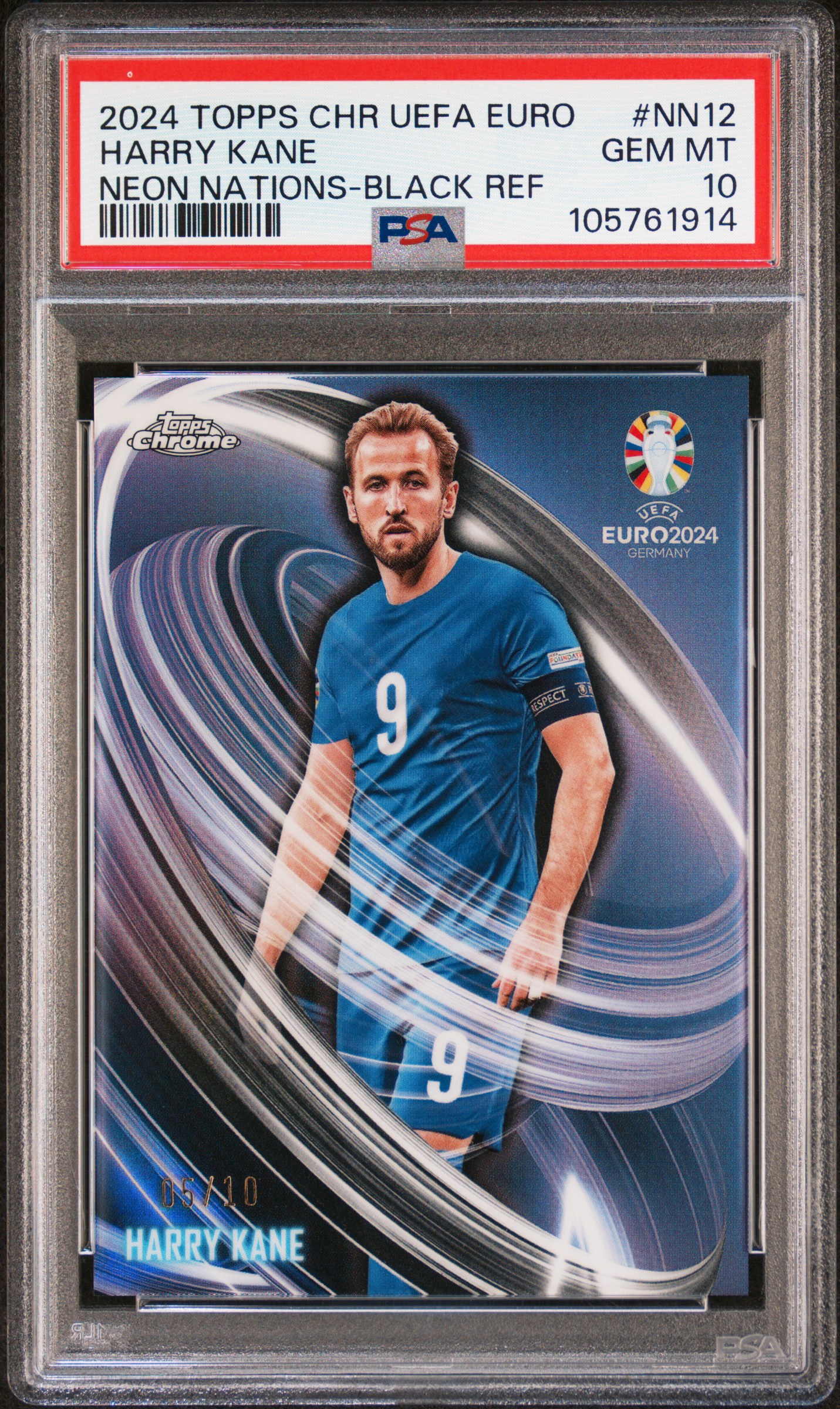 2024 #NN12 Harry Kane PSA 10 Topps Chrome UEFA Euro Neon Nations
