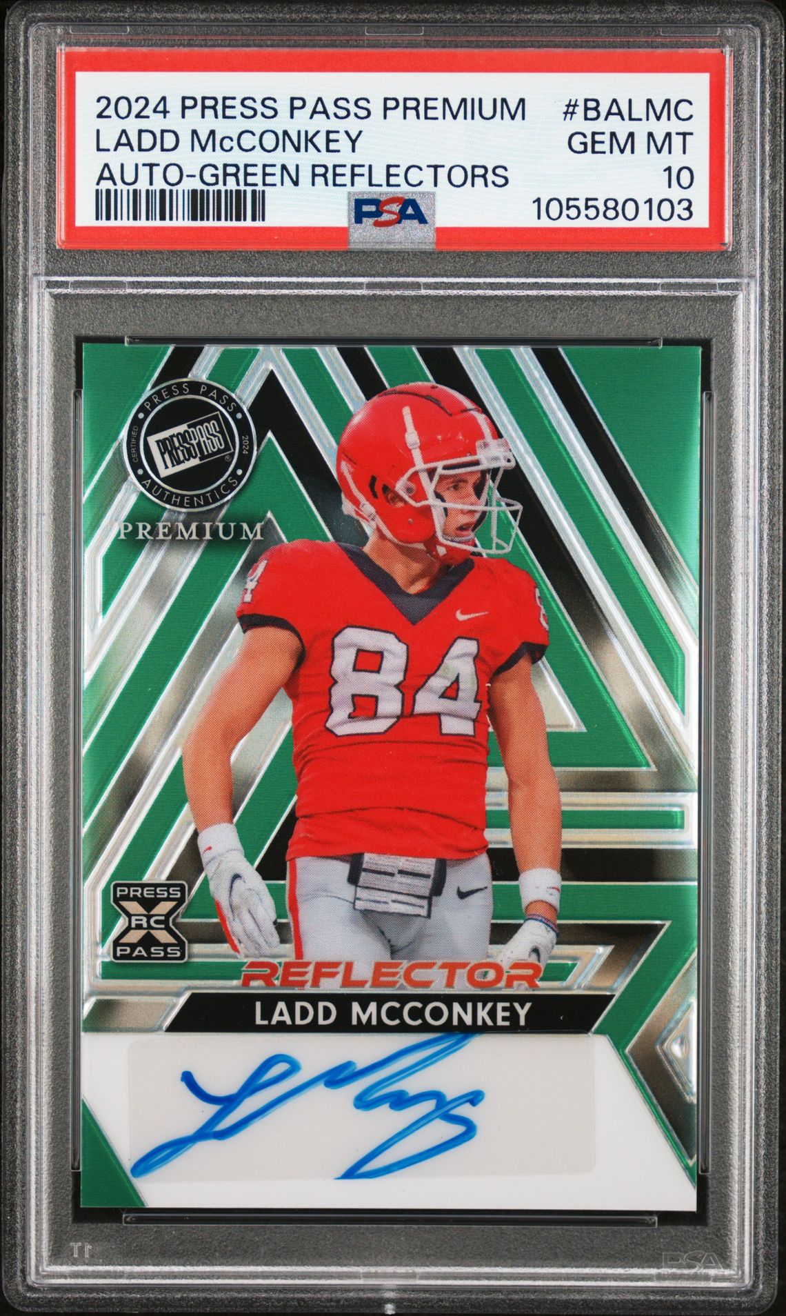 2024 Leaf LEAF PRESS PASS PREMIUM AUTOGRAPHS GREEN REFLECTORS #BALMC Ladd Mcconkey front