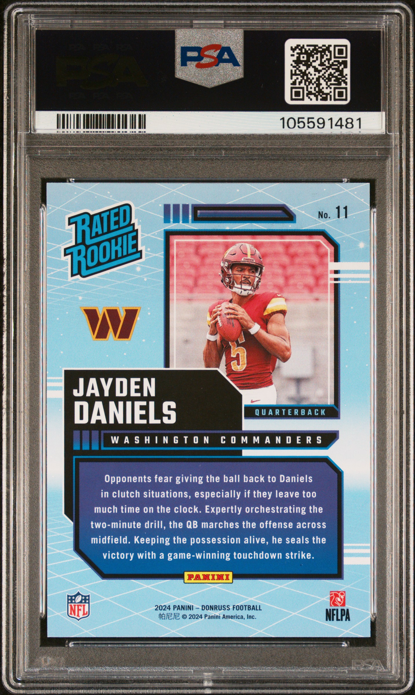 2024 Panini Donruss Rated Rookies Retro Jayden Daniels #11 Mint 9 back