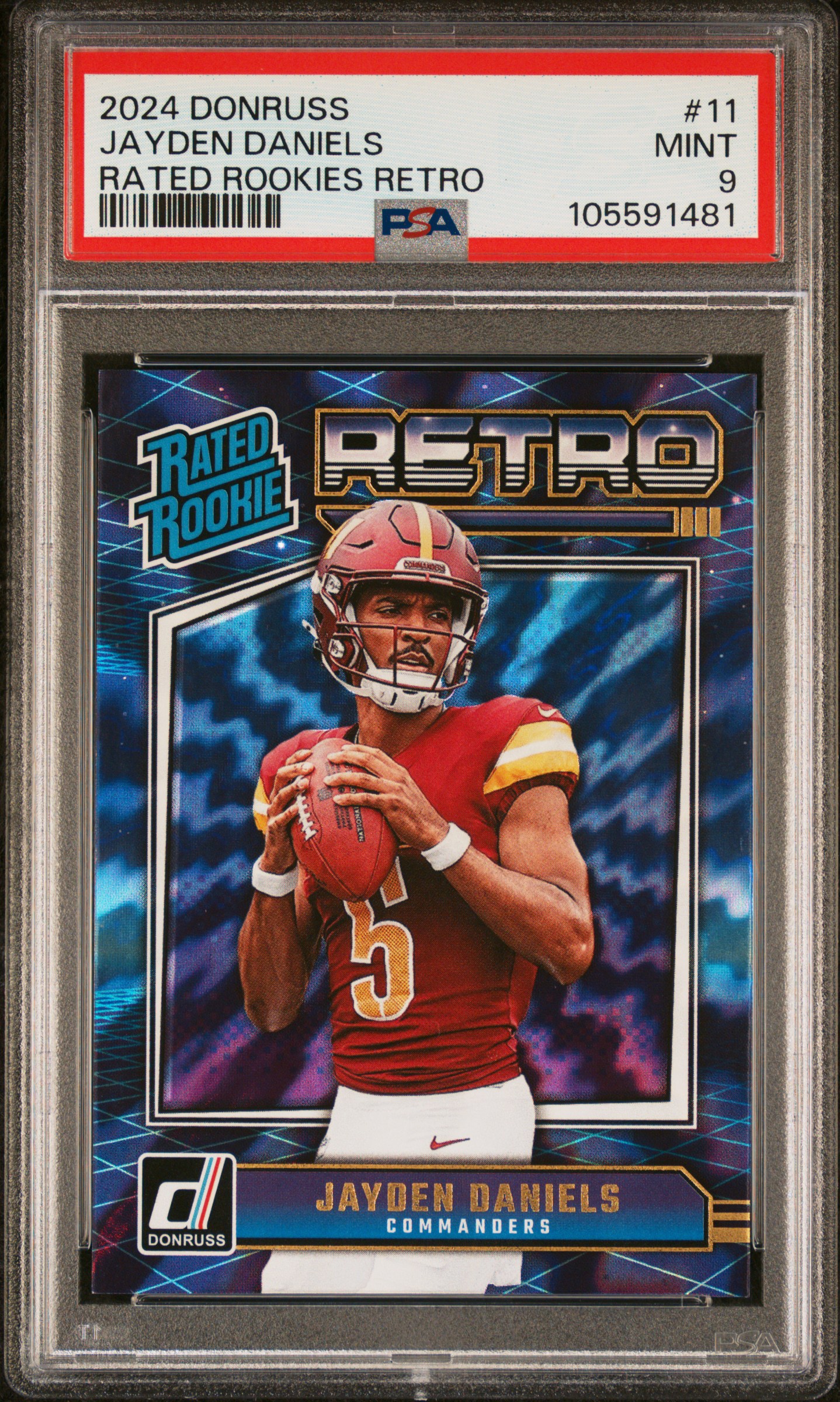 2024 Panini Donruss Rated Rookies Retro Jayden Daniels #11 Mint 9 front
