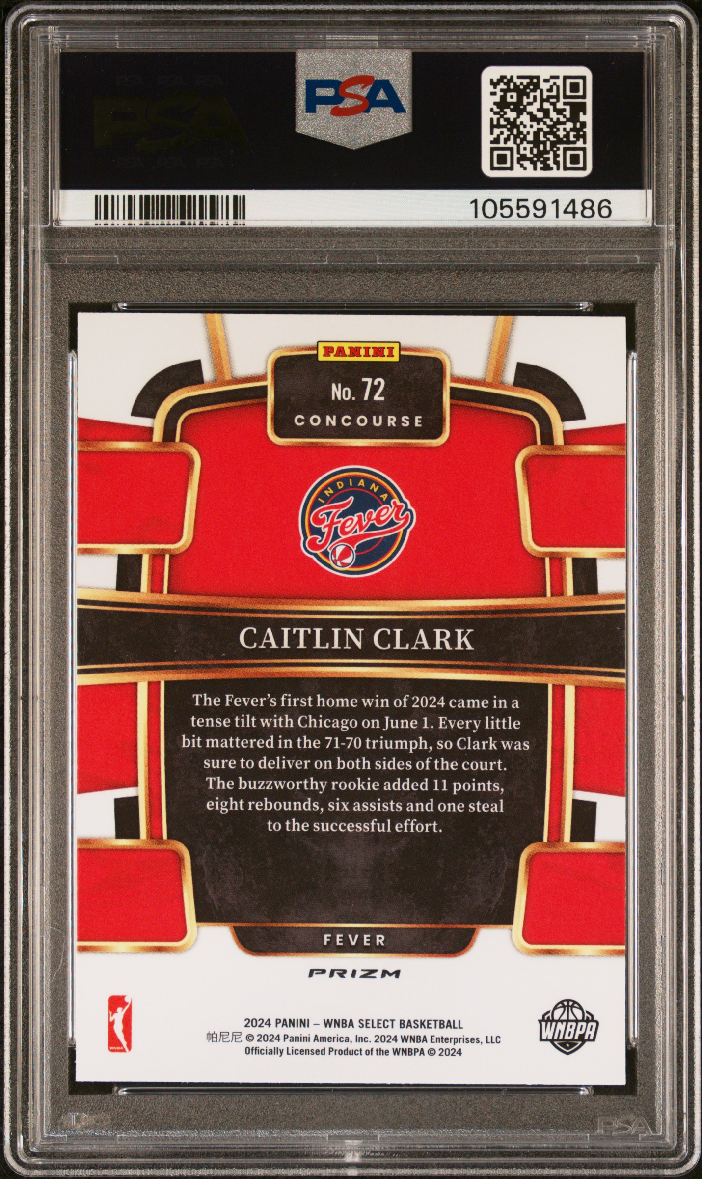 2024 Panini Select Wnba Caitlin Clark #72 (Silver Flash) Mint 9 back