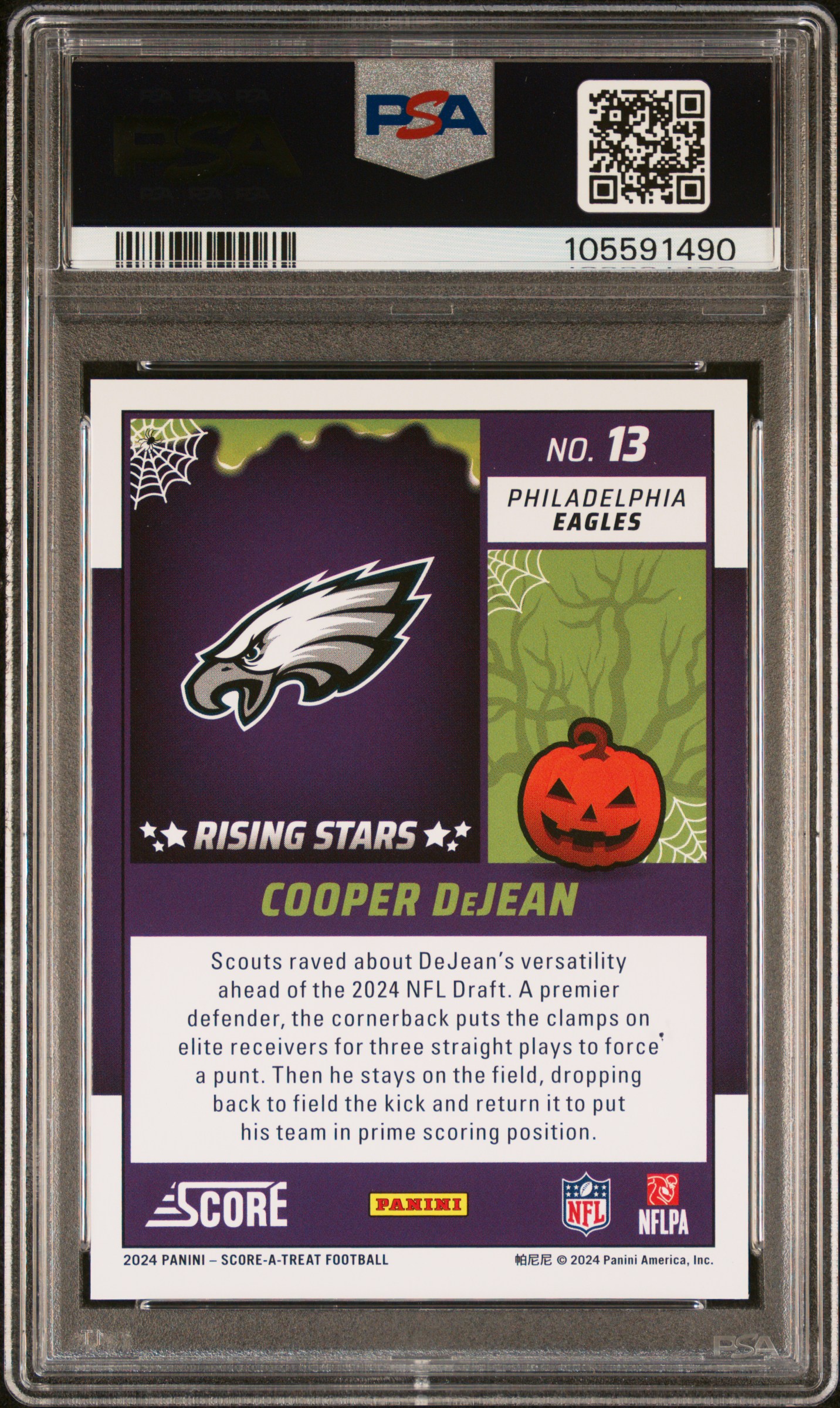 2024 Panini Score-A-Treat Rising Stars Cooper Dejean #13 (Rising Stars-Pumpkin) Gem Mt 10 front