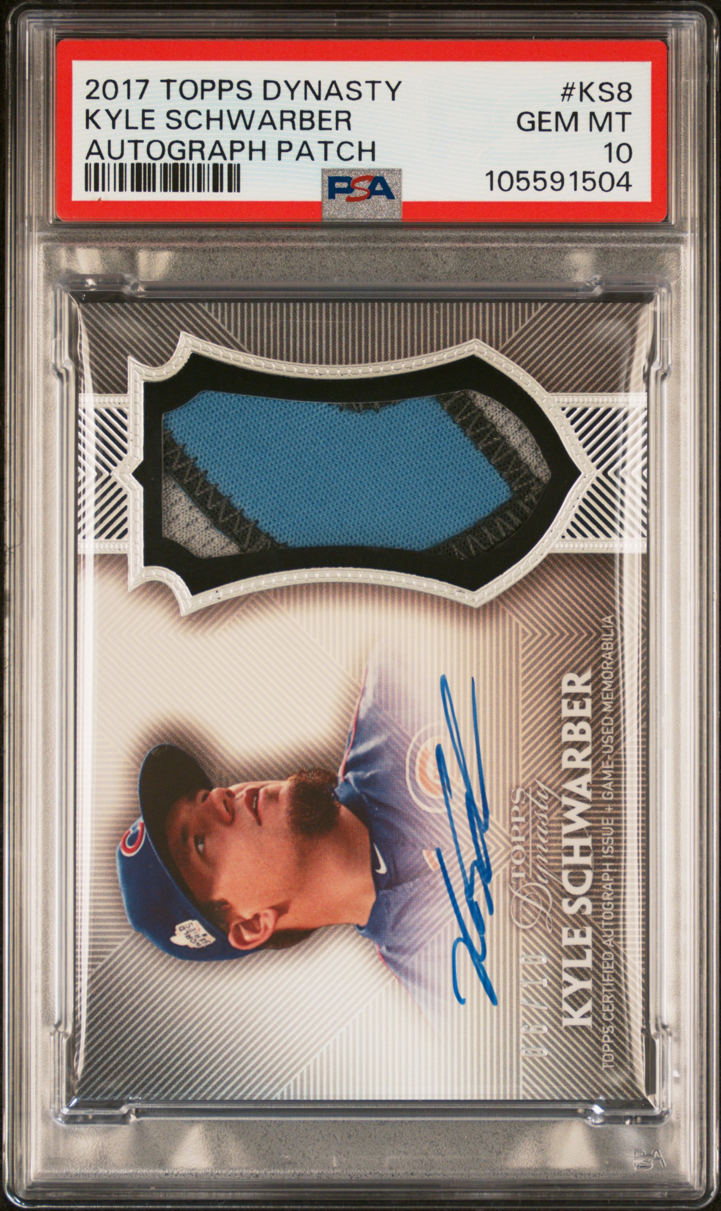 2017 Topps Dynasty Autograph Patch Kyle Schwarber #Ks8 Gem Mt 10 front