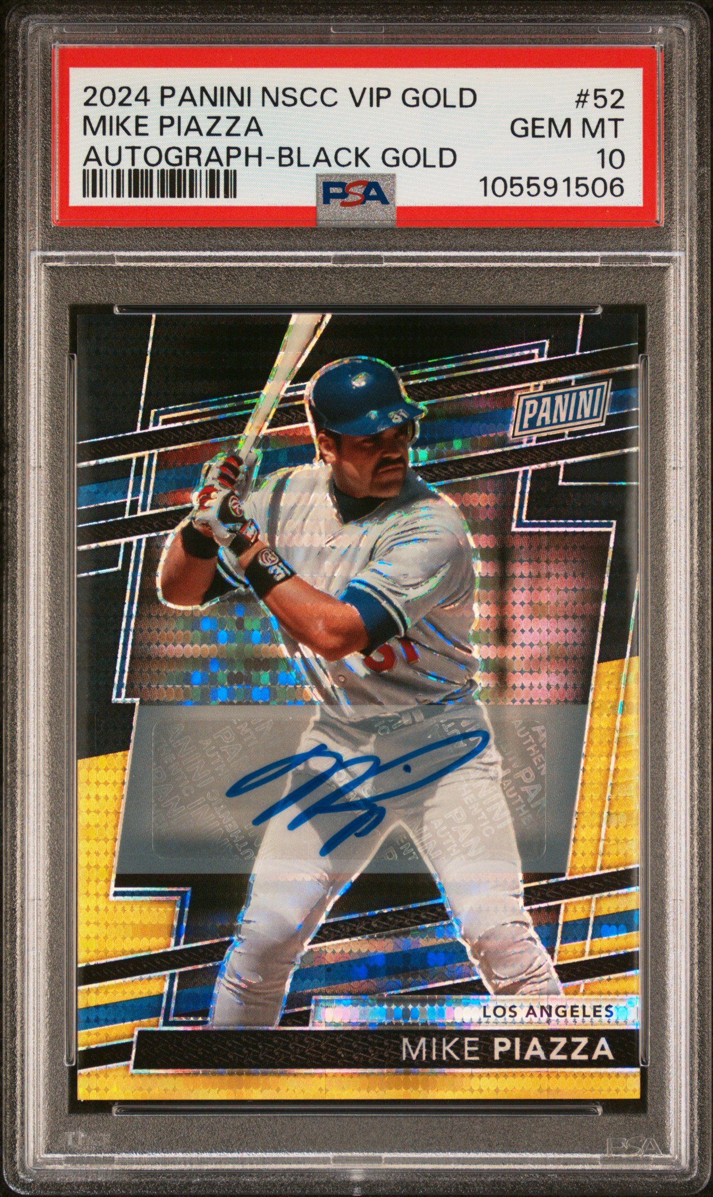 2024 Panini National Sports Collectors Convention Vip Gold Mike Piazza #52 (Autograph-Black Gold) Gem Mt 10 front