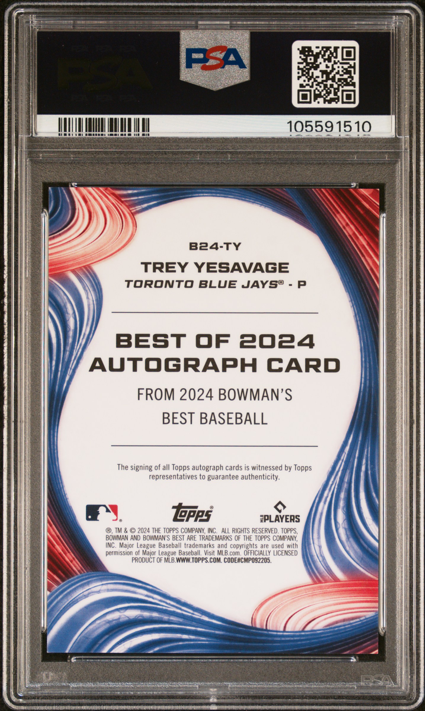 2024 Bowman's Best Best Of 2024 Autographs Trey Yesavage #B24Ty (Best Of 2024 Au-Gld Mini Dia) Mint 9 back