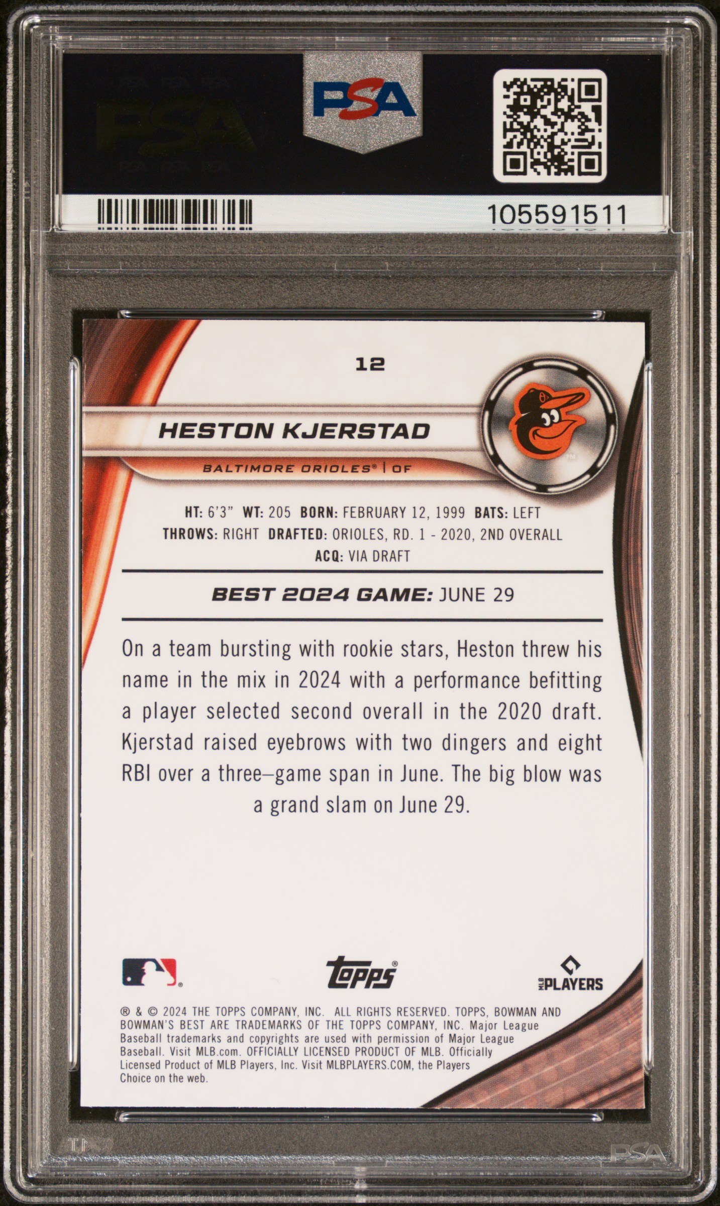 2024 Bowman's Best Heston Kjerstad #12 (Gold Lava) Gem Mt 10 back