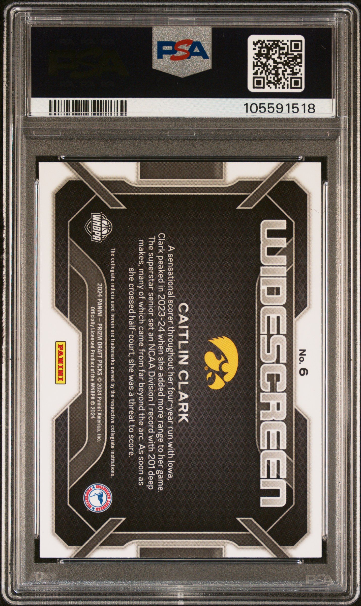 2024 Panini Prizm Draft Picks Widescreen Caitlin Clark #6 Mint 9 back