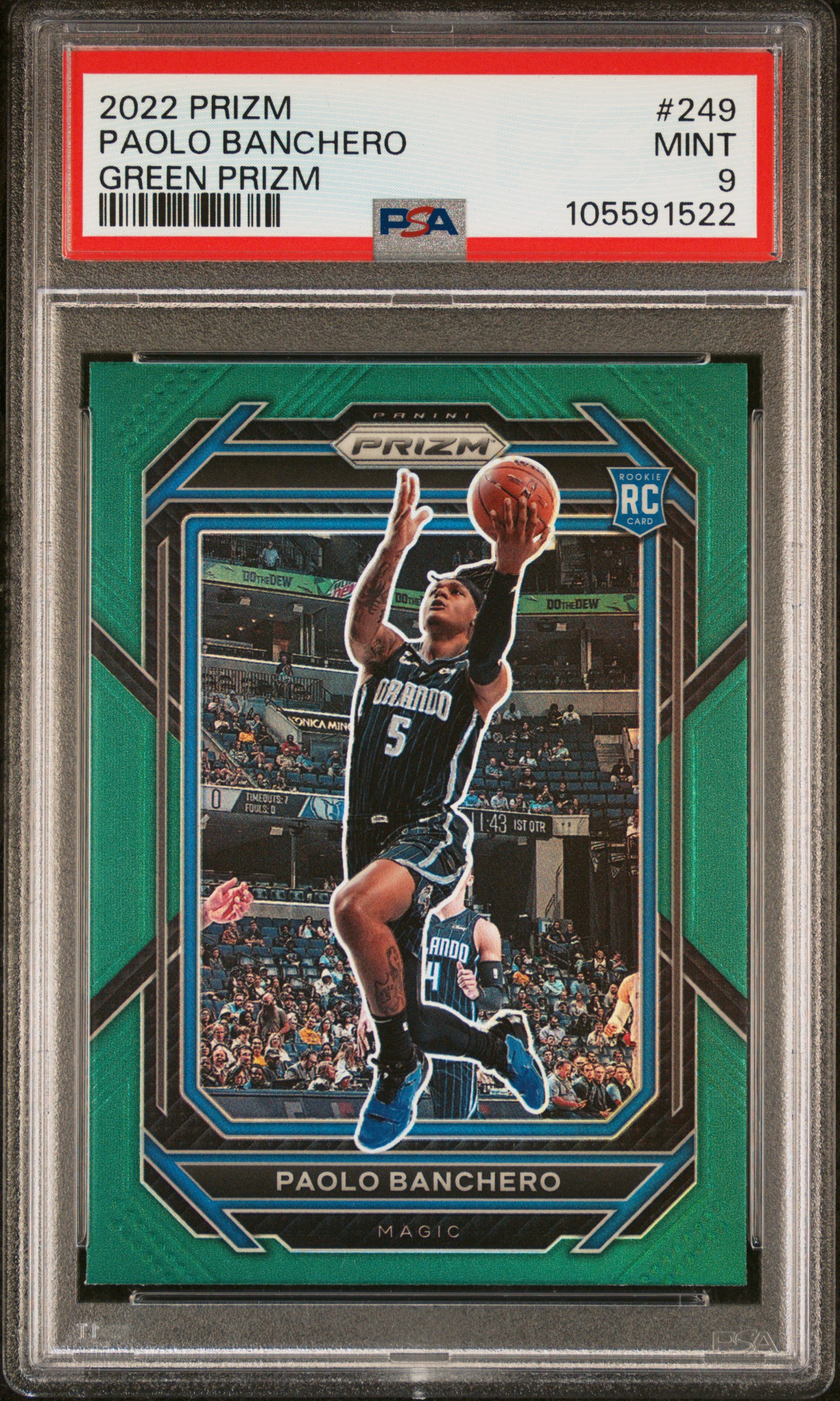 2022 Panini Prizm Paolo Banchero #249 (Green Prizm) Mint 9 front