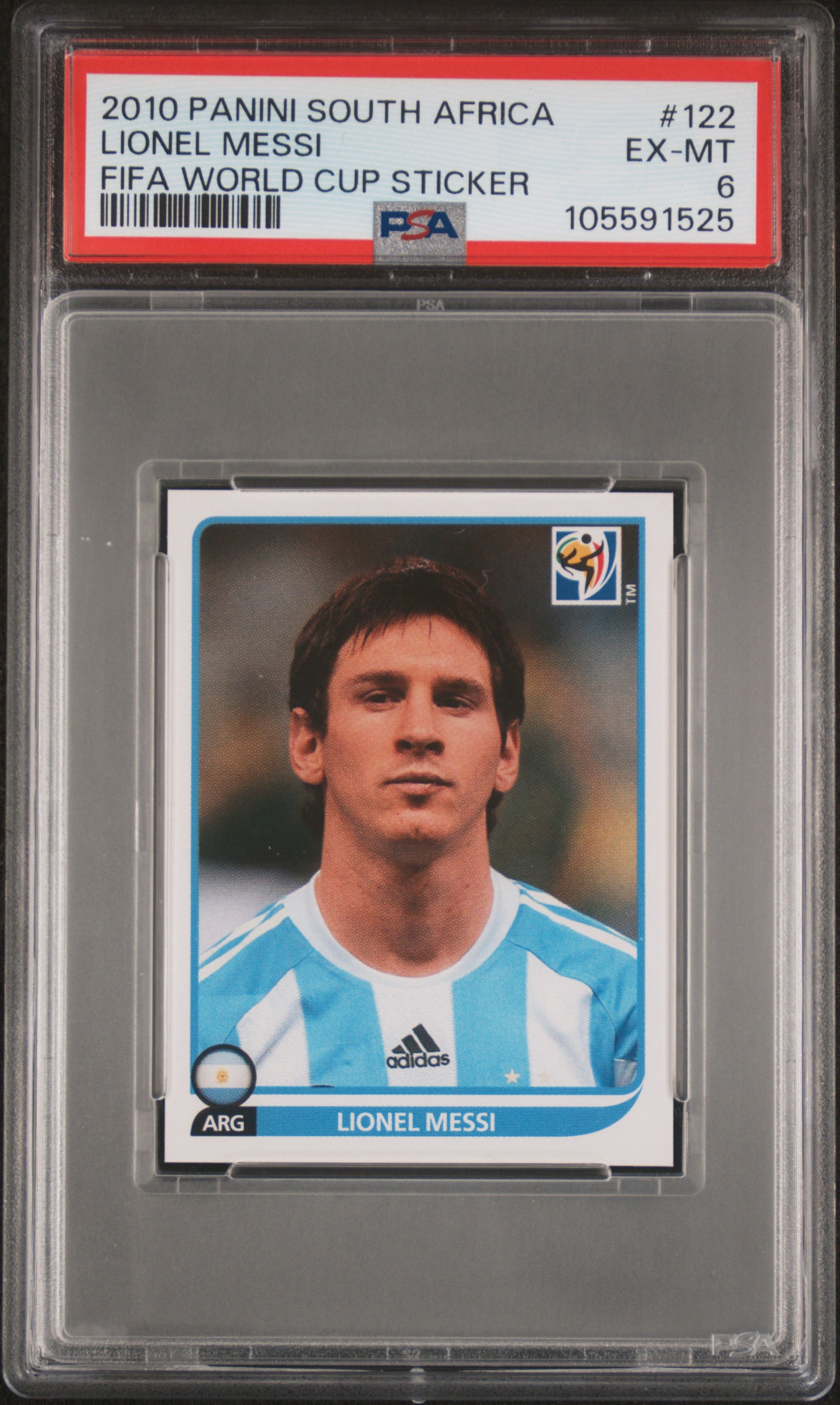 2010 Panini South Africa Fifa World Cup Sticker Lionel Messi #122 (Fifa World Cup Sticker) Ex-Mt 6 front