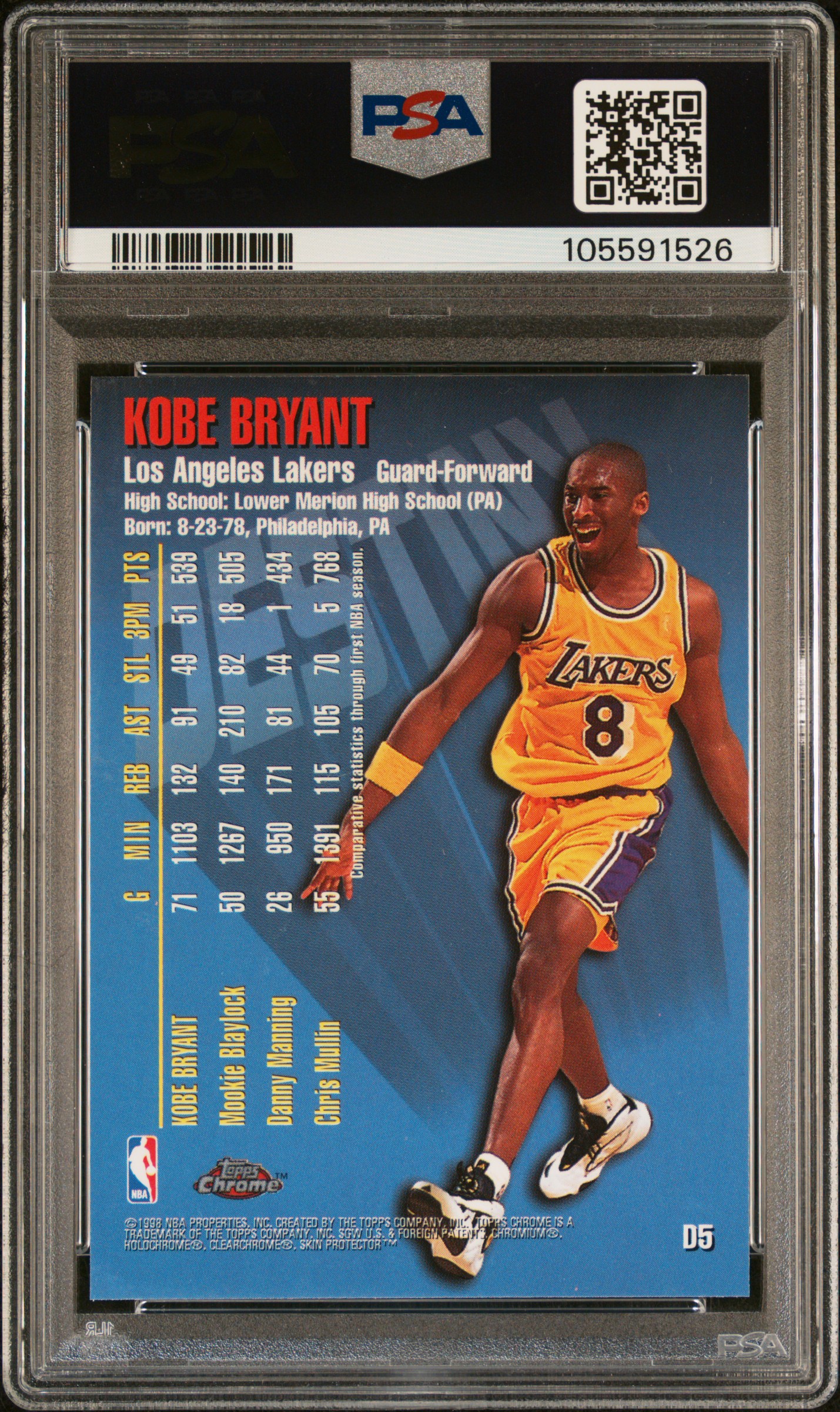 1997 Topps Chrome Destiny Kobe Bryant #D5 Mint 9 back
